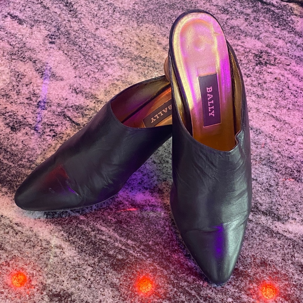 Bally Black Leather Mules